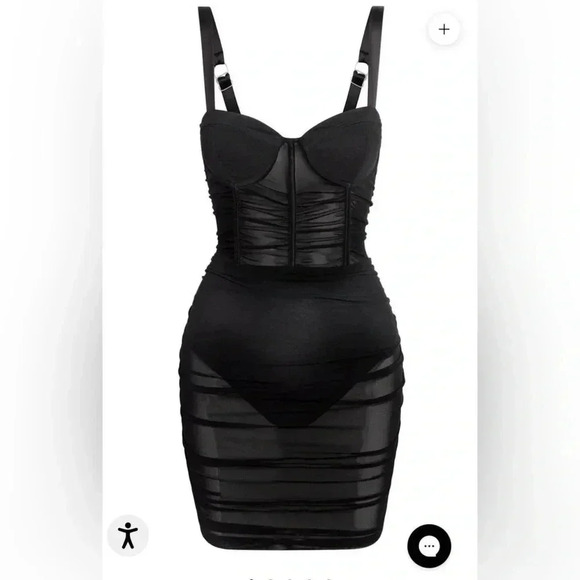 Leau Women's Sheer Stretch Bodice Corset Miami Mesh Mini Dress size Medium - Picture 1 of 9